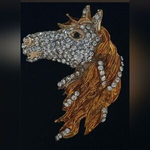 Georgous Vintage Western Rhinestone Horsehead Brooch